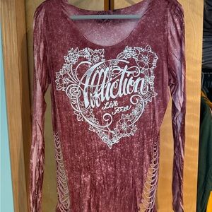 Affliction Women's Burgundy Long Sleeve Top
